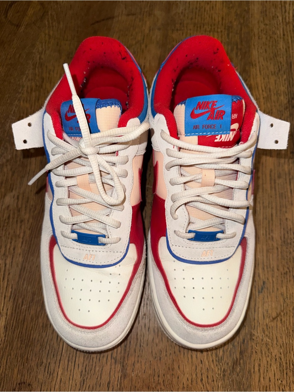 Nike Air Force 1 Low-Top Sneakers Red White Blue size 10.5 - Picture 2 of 9